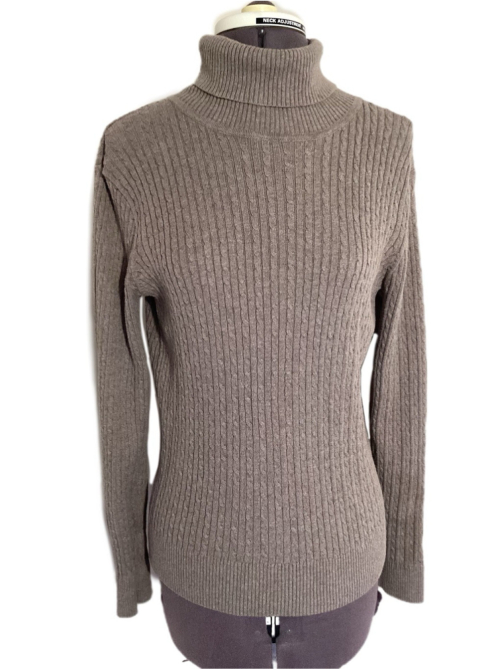 Jeanne Pierre Cotton Cable Knit Turtleneck M